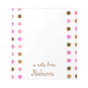 Pink and Brown Polka Dot Personalised Notepad