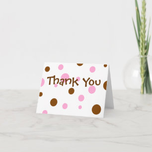 Pink and Brown Polka Dot Thank You Cards