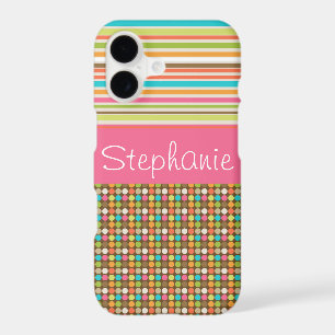 Pink and Brown Polka Dots and Stripes Personalised