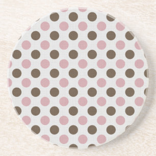 Pink And Brown Polka Dots Coaster