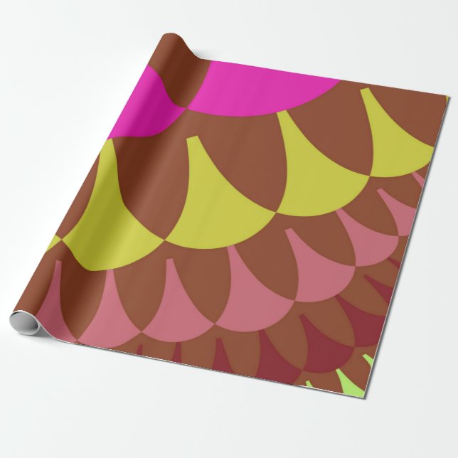 Pink and Brown Scales Wrapping Paper (Unrolled)