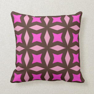 Pink and Brown Stars  American MoJo Pillows