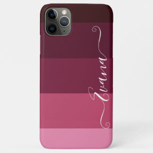 Pink and Brown Stripes ColorBlock Personalise Name Case-Mate iPhone Case