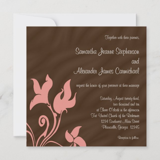 Pink and Brown Swirl Invitation (Front)