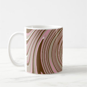 Pink and brown swirl pattern coffee mug