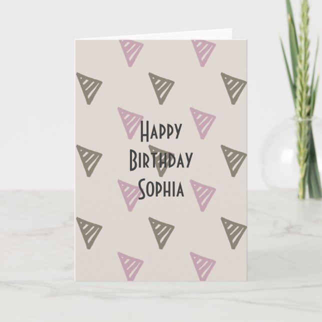 Pink and Brown Triangles Card (Front)