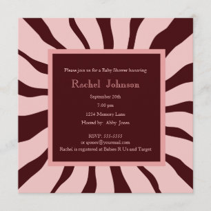 Pink and Brown Zebra Baby Shower Invitation
