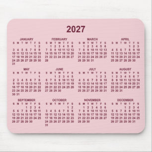 Pink and Burgundy 2027 Calendar Mouse Pad