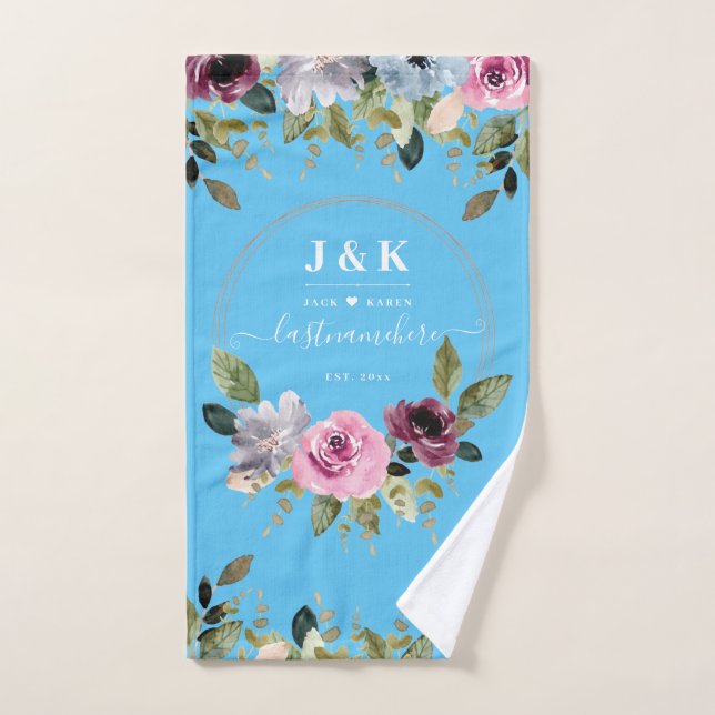 Pink and Burgundy Blush Custom Monogram Hand Towel (Hand Towel)