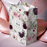 Pink and Burgundy Floral 80th Birthday Medium Gift Bag<br><div class="desc">A beautiful watercolor roses floral pattern covers this feminine floral birthday gift bag. Shown here for celebrating an 80th birthday, the text template may be edited for any age and name. Colours include pale blush pink, deep burgundy red and plum mixed with ethereal greenery. This design is a part of...</div>