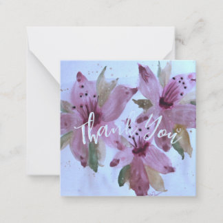 Pink And Burgundy Floral Tiny Thank You Card