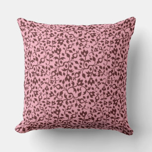 Pink and Burgundy Floral Vine Pattern Cushion