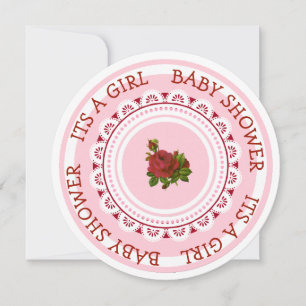 Pink and Burgundy Girl's Baby Shower Invitations