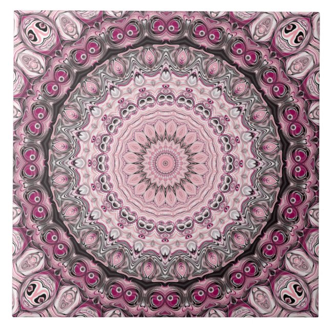 Pink and Burgundy Mandala Pattern Design Tile (Front)