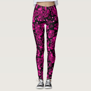Pink and burgundy polka dot confetti pattern leggings