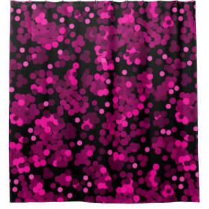 Pink and burgundy polka dot confetti pattern shower curtain