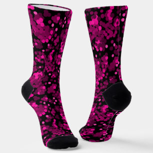 Pink and burgundy polka dot confetti pattern socks