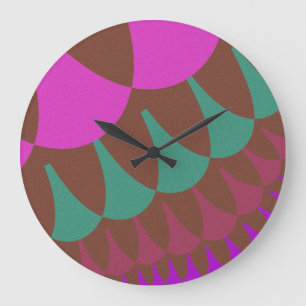 Pink and Burgundy Scales Large Clock