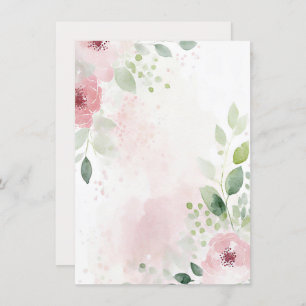 Pink and burgundy watercolor floral blank Wedding Invitation