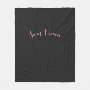 Pink and Charcoal Sweet Dreams Fleece Blanket