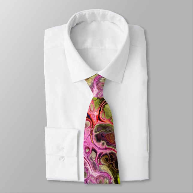 Pink and chartreuse marble tie-dye tie (Tied)