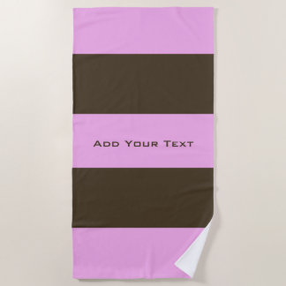 Pink and Chocolate Brown Stripes by Shirley Taylor Beach Towel