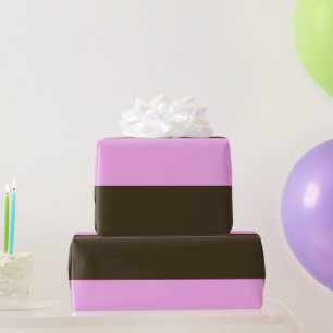 Pink and Chocolate Brown Wide Stripes by STaylor Wrapping Paper