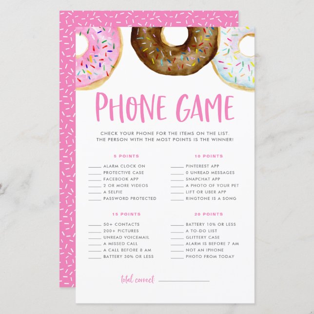 Pink and Chocolate Doughnuts Baby Shower Phone Gam (Front/Back)