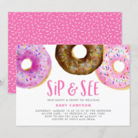 Pink and Chocolate Doughnuts Sprinkles Sip and See