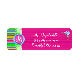 Pink and Colourful Monogram with Flower