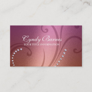 Pink and Copper Shimmer and Crystals Business Card