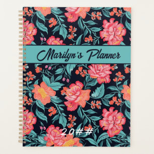Pink and Coral Flowers Personalised Planner
