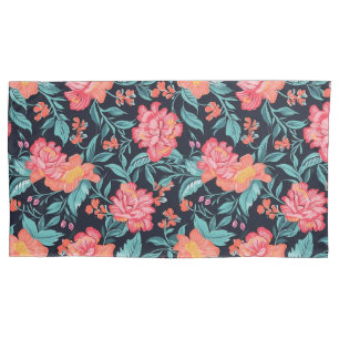 Pink and Coral Flowers Pillowcase