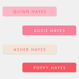 Pink And Coral Name Labels