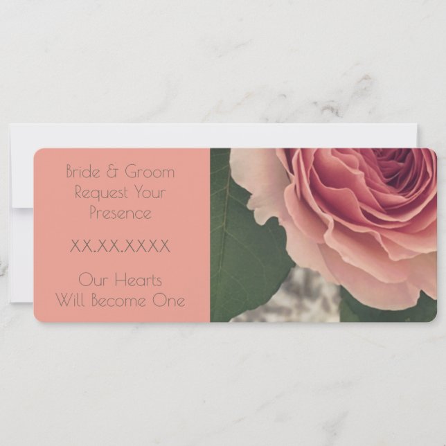 Pink And Coral Rose  Invitation (Front)