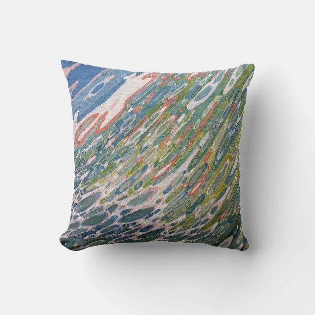 Pink and Coral Surf in Miami Pillow by Juul (Front)