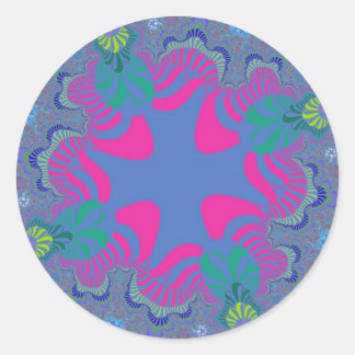 Pink and Cornflower Blue Cross Classic Round Sticker