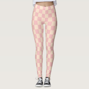 Pink and Cream Chequerboard Leggings