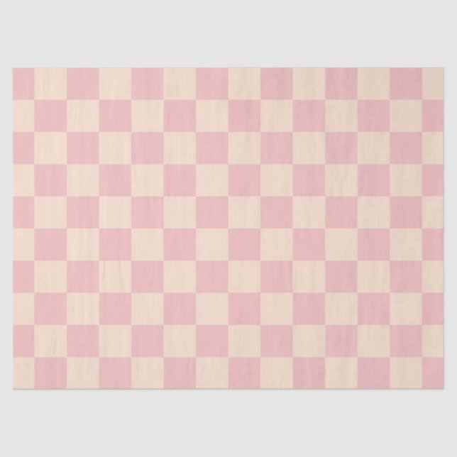 Pink and Cream Chequerboard Tissue Paper (Front)