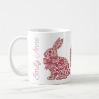 Pink and Cream Chinoiserie Easter Rabbit