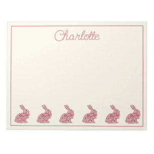 Pink and Cream Chinoiserie Easter Rabbit Notepad