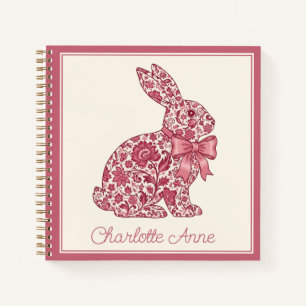 Pink and Cream Chinoiserie Rabbit Notebook
