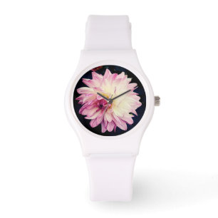 Pink and cream flower watch