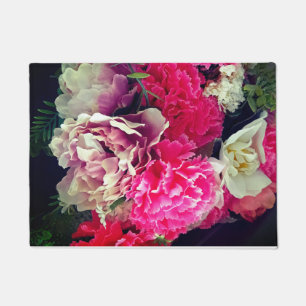 Pink and cream flowers doormat