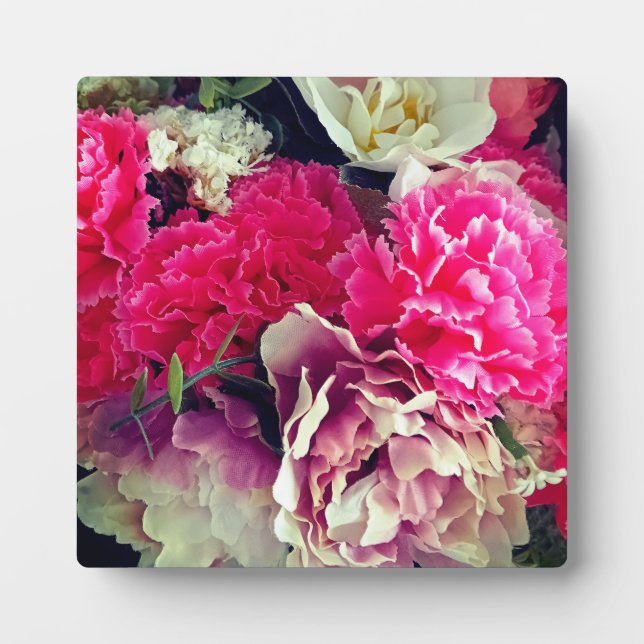 Pink and cream flowers plaque (Front)