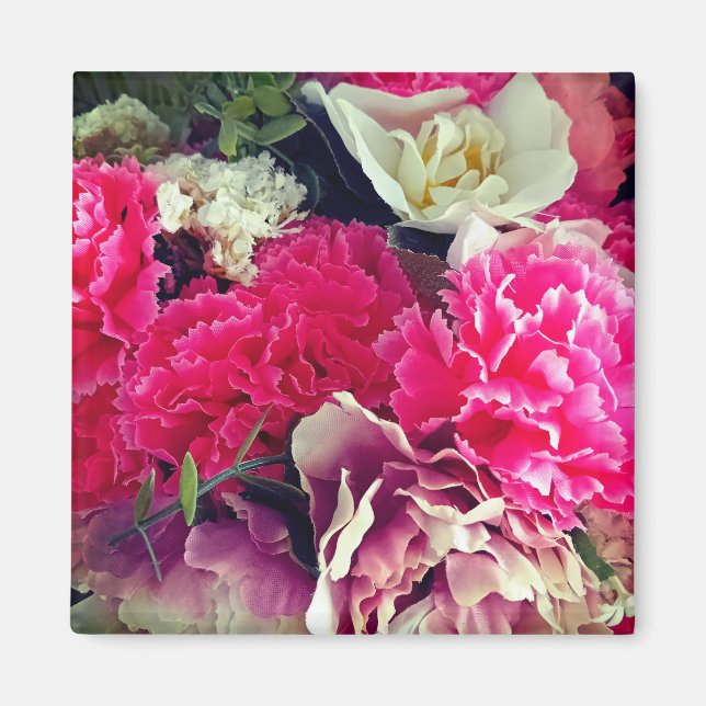 Pink and cream flowers Stone Coaster HM Magnet (Front)