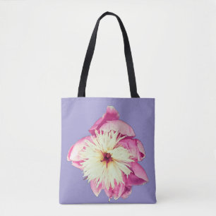 Pink and cream flowers tote bag