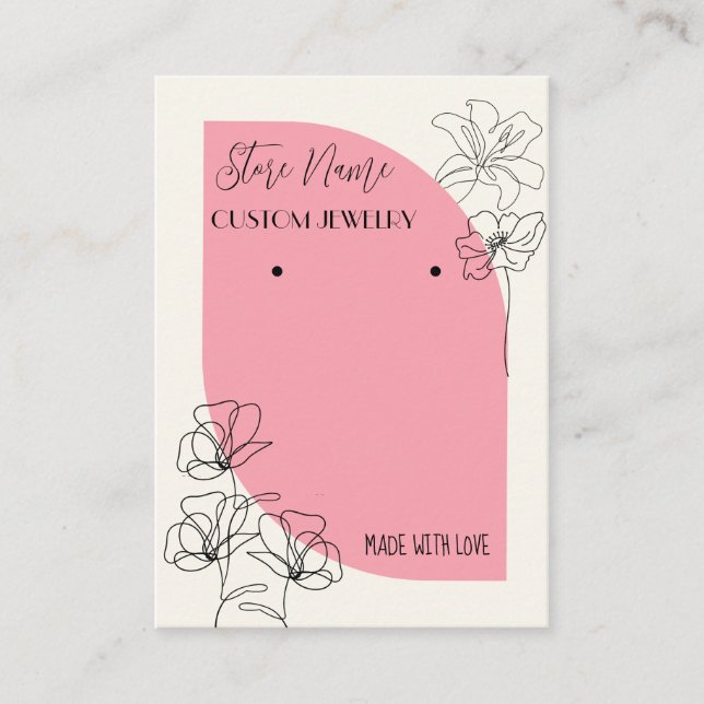 Pink  and cream jewellery earring display  business card (Front)