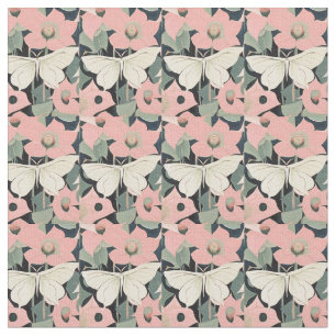 Pink and Cream - Luna Moth and Moonflowers Fabric