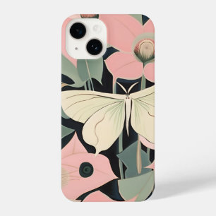 Pink and Cream - Luna Moth and Moonflowers iPhone 14 Case